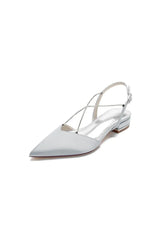 Satin Pointed Toe Beading Buckle Kitten Heels