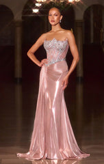 Ivanna Gown High Shine Crystal Embellished Strapless Dress