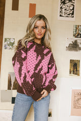 Felicity Abstract Sweater in Pink FINAL SALE