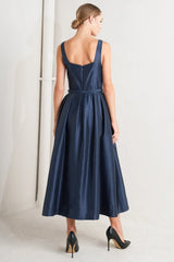 FEMME SILHOUETTE NAVY MIDI DRESS FINAL SALE