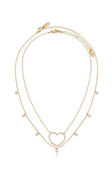 Crystal Heart and Drop Layered Necklace Set of 2