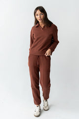 Patricia Collared Sweatshirt in Burgundy FINAL SALE