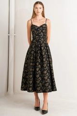 GARDEN OPERA BLACK BROWN MIDI DRESS FINAL SALE