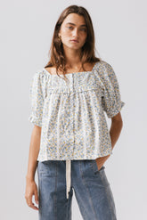 Tiffany Floral Blouse in Blue FINAL SALE