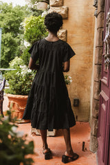 Neve Textured Midi Dress in Black FINAL SALE