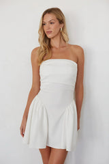 Pixie Ruched Bardot Mini Dress