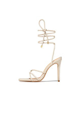 Squared Open Toe Strappy Silhouette Ankle Wrap Women Heeled Sandal