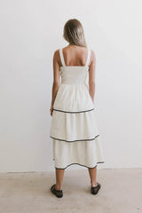 Liza Contrast Trim Dress in Cream FINAL SALE