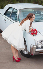 Knee Length Wedding Dress With 3 4 Sleeves