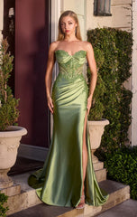 PETRA GOWN STRUCTURED BODICE WITH PLEATED DETAIL