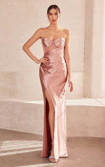 Sadie Maxi Dress Strapless Sweetheart Corset Satin Dress