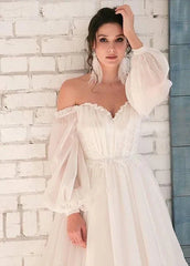 Pink Bohemian Unique Sweetheart Long Sleeve Wedding Dresses