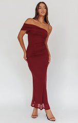 ALISON OFF THE SHOULDER MAXI DRESS WINE