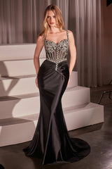Artemis Gown Leaf Inspired Crystal Satin Dress
