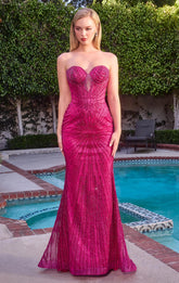 Maddox Gown Magenta STRAPLESS GLITTER EMBELLISHED GOWN