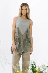 Mariana Lace Tank Top in Olive