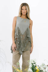 Mariana Lace Tank Top in Olive