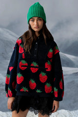 Maria Oversized Sherpa Jacket in Navy FINAL SALE
