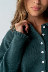 Trixie Ruffled Cardigan in Hunter Green