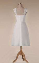 Straps Empire Waist Sheath Tea Length Chiffon Wedding Dress