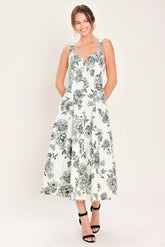 FOREVER YOUNG BLACK FLORAL MIDI DRESS