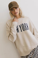 New York Crew Neck Sweater in Cream FINAL SALE