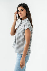 Janel Collared Striped Top