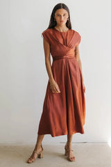 Rosalind Midi Dress in Rust FINAL SALE