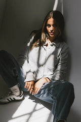 Mada Fleece Button Up in Grey FINAL SALE