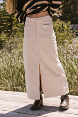 Sambria Corduroy Skirt in Khaki FINAL SALE