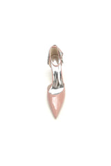 Nude Pink High Heels with Crystal Embellished Silver Buckle