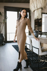 Larissa Ribbed Dress in Camel FINAL SALE