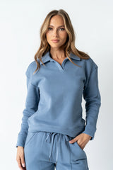 Patricia Collared Sweatshirt in Blue FINAL SALE