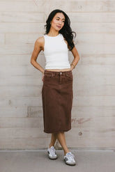 Jordan Denim Skirt in Brown FINAL SALE