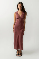 Hailey Lace Trim Maxi Dress in Marsala FINAL SALE