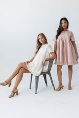 Russel Mesh Mini Dress in Off White