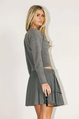 Julia Ribbed Cardigan in Heather Grey