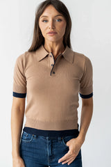 Delilah Contrast Sweater in Taupe