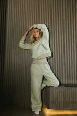 Mattie Faux Shearling Pants in Sage FINAL SALE
