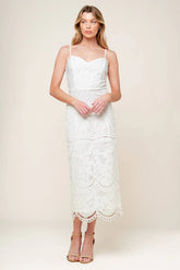 JOSEPHINE LACE MIDI DRESS OFF WHITE