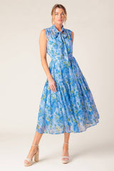 EVER AFTER BOW TIE MIDI DRESS POWDER BLUE