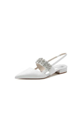 Rhinestone Pointed Toe Strap Buckle Glitter Low Heels