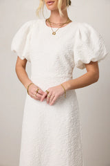 Henry Textured Midi Dress in White FINAL SALE