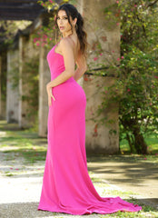 Cameron One Shoulder Gown Hot Pink Bodycon Dress
