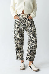 Jocelyn Barrel Jeans in Leopard