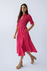 Jonas Gingham Midi Dress in Pink FINAL SALE