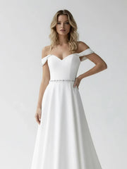 A Line Off the Shoulder Beaded Wedding Dress