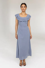 Lydia Ruffle Maxi Dress in Blue FINAL SALE