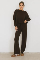 Jesse Waffle Knit Pants in Brown FINAL SALE