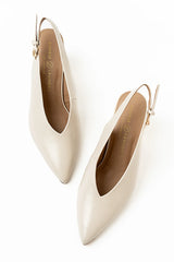 Candice Slingback Heels in Cream FINAL SALE